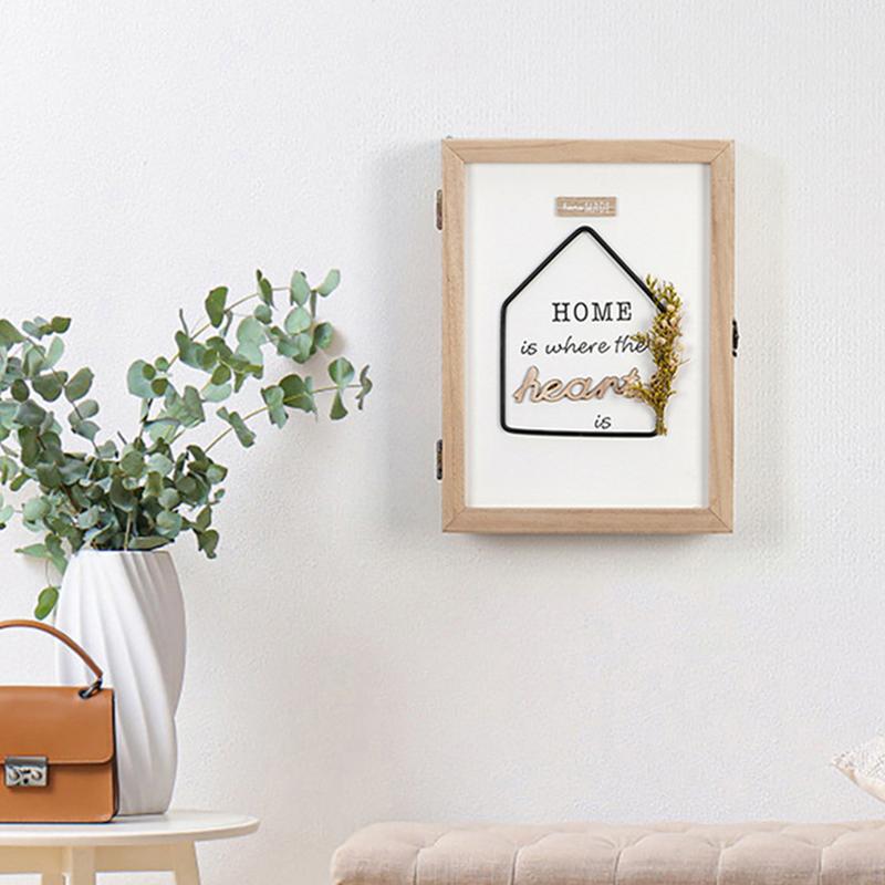 Flower Wall Panel - 装飾的な壁掛けキーホルダー、オーガナイザーボックス、6フック付きラック、ドライフラワーストレージ