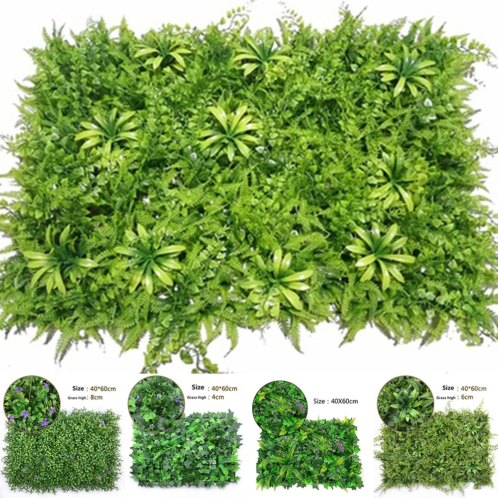 Flower Wall Panel - 40*60 センチメートル人工芝生植物草壁の背景花人工緑の草結婚式の生垣パネルフェンス緑の装飾