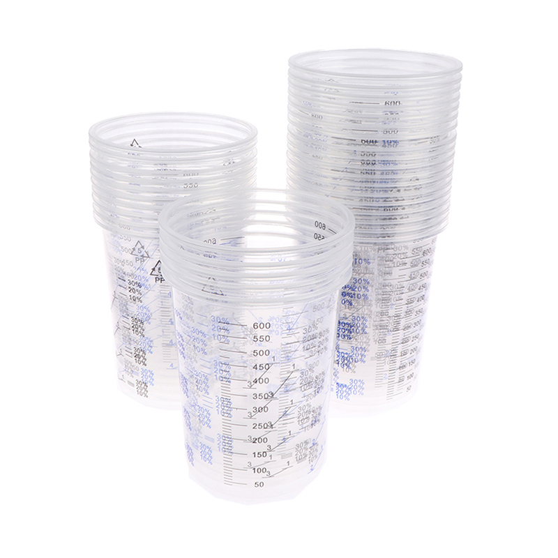 Plastic Cup 50Pcs - ペイント混合物カップ、プラスチックカップ、600mlポット、10個、50個