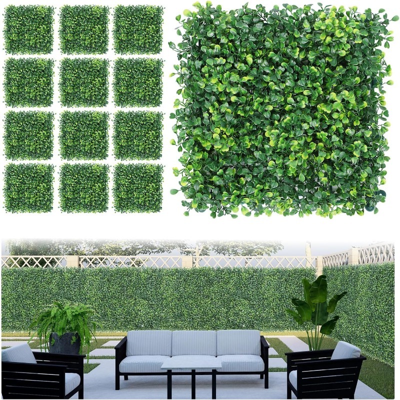 Flower Wall Panel - 1/3/6個入り人工植物草壁パネル ボックスウッドヘッジ 室内・屋外・家庭・庭の装飾用 フェイクプラント草 ウェディングデコレーション