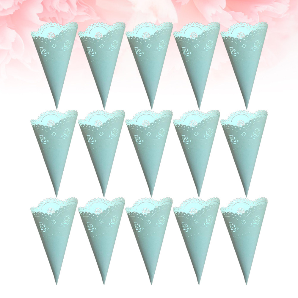 Papercraft Supply Confetti - 20個入り中空コンフェッティホルダー、紙製コーン、丈夫なクラフト紙製花びらコーン、簡単に折りたためるDIYウェディングパーティー用品、コンフェッティホルダー