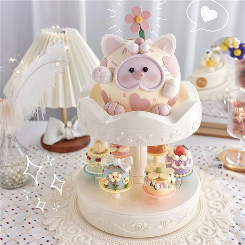 Cupcake Stand Tier - 自動回転ケーキスタンド,マカロンディスプレイ,ケーキターンテーブル,カップケーキ,寿司デザート,結婚式,誕生日パーティー用品,2レベル