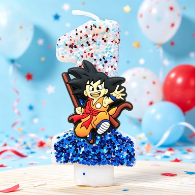 Event Z - ドラゴンボールZテーマのナンバーケーキキャンドル、悟空サイヤ人スタイル、誕生日パーティーデコレーション用
