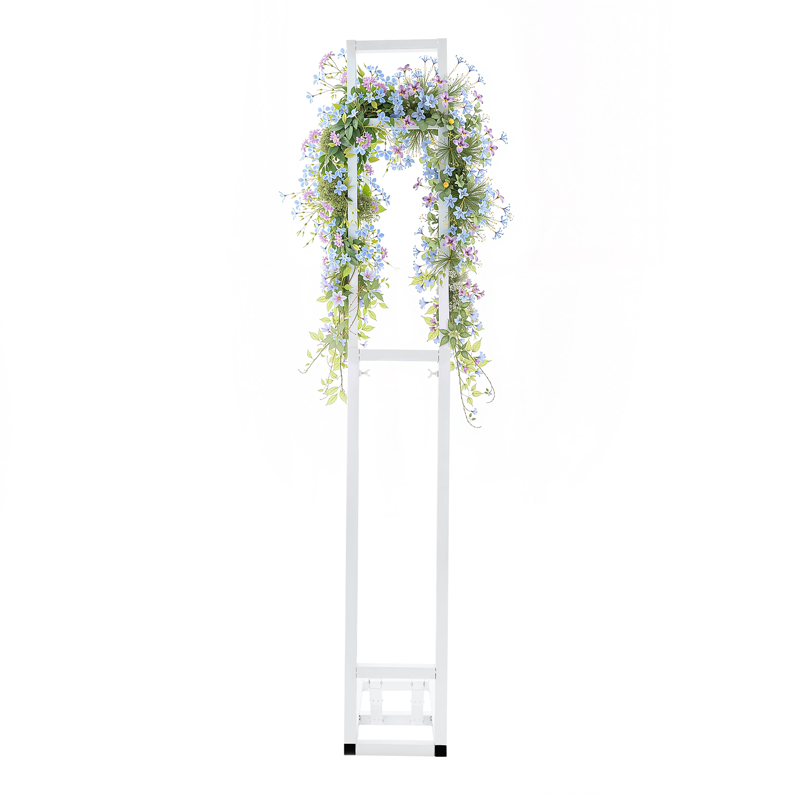 白い自立型アイアン製ウェディングアーチ背景スタンド、伸縮式高 - Photo Booth Frame のレビューと価格