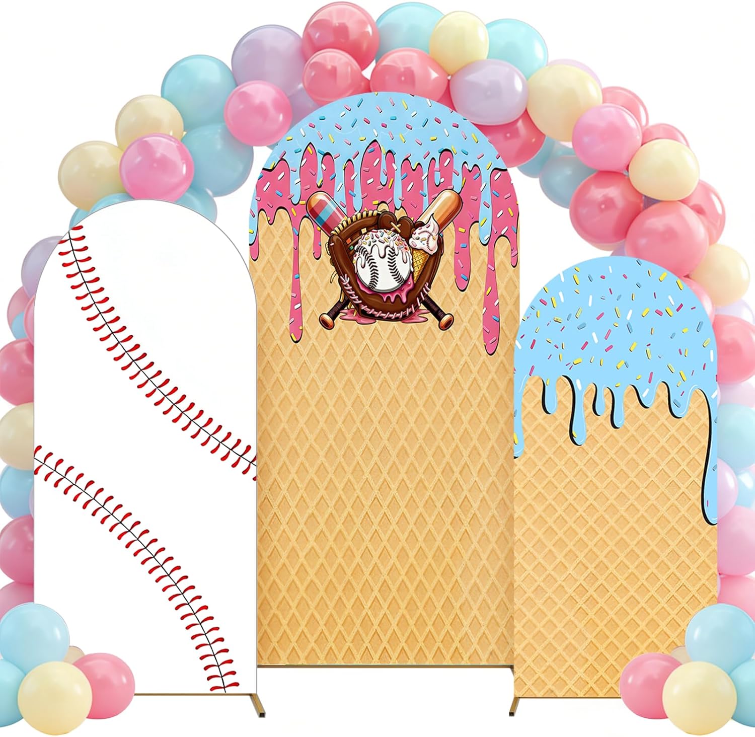 野球アイスクリームドリップアーチ背景カバースポーツパーティー - Dessert Table Backdrop のレビューと価格