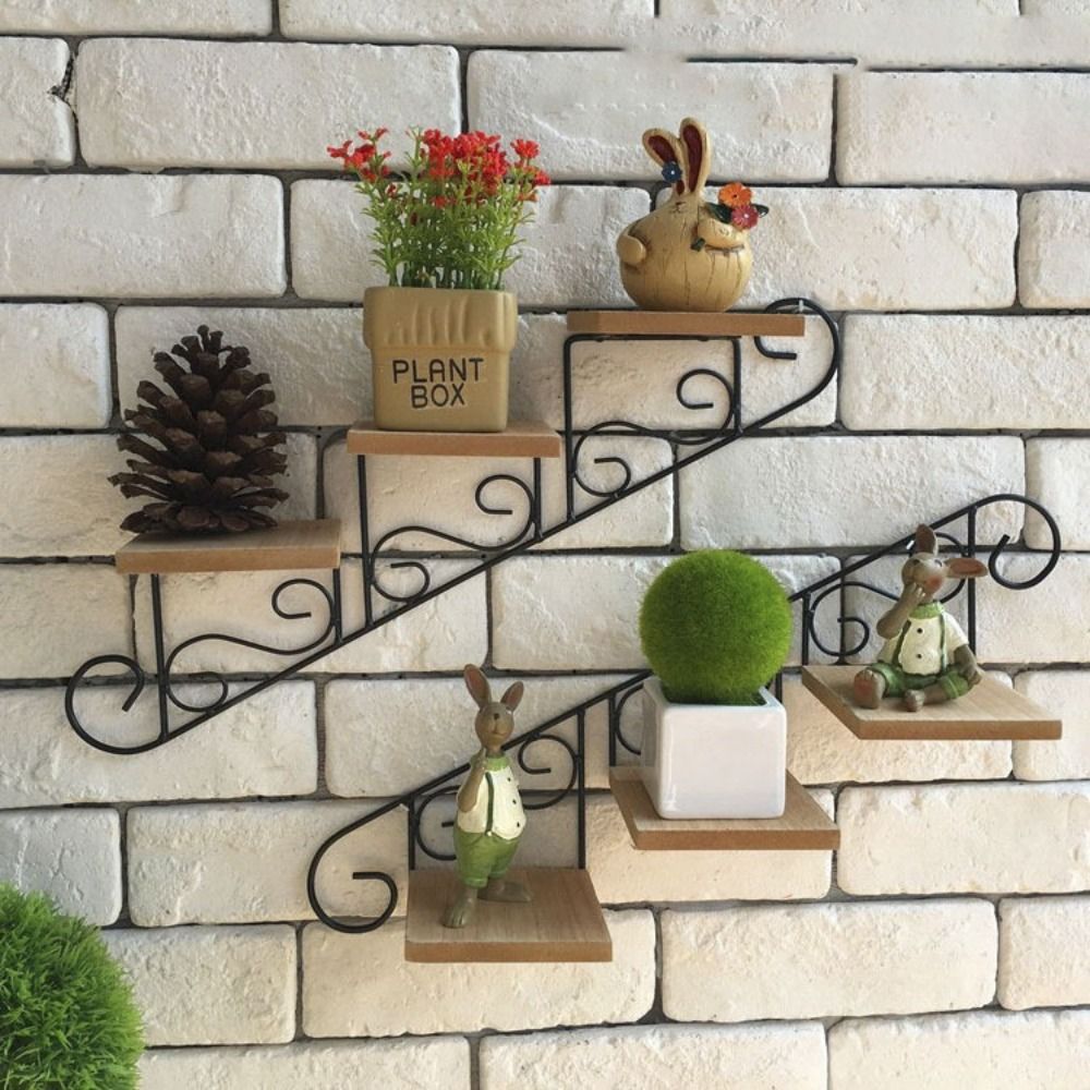 アメリカンスタイルの壁掛けフラワースタンド階段形状アイアンア - Flower Wall Panel のレビューと価格