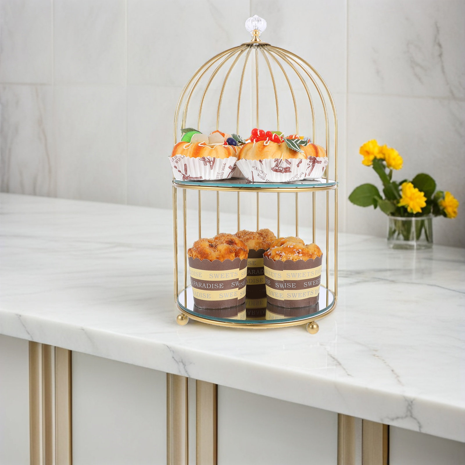 バードケージ型多層デザートスタンド エレガントなウェディング - Cupcake Stand Tier のレビューと価格
