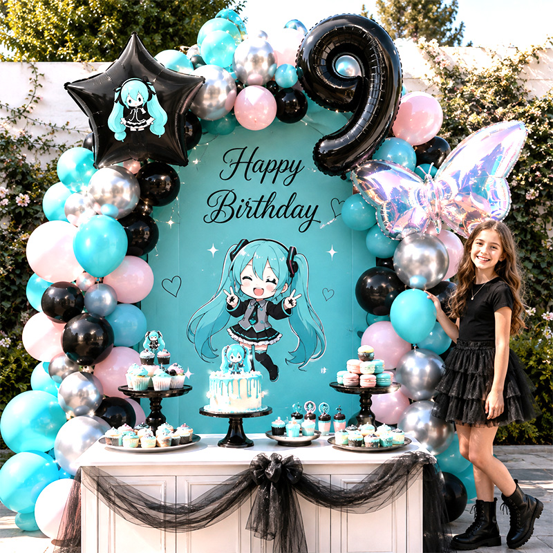 ミクをテーマにしたバルーンアーチガーランドキット、アニメコス - Balloon Arch Kit のレビューと価格
