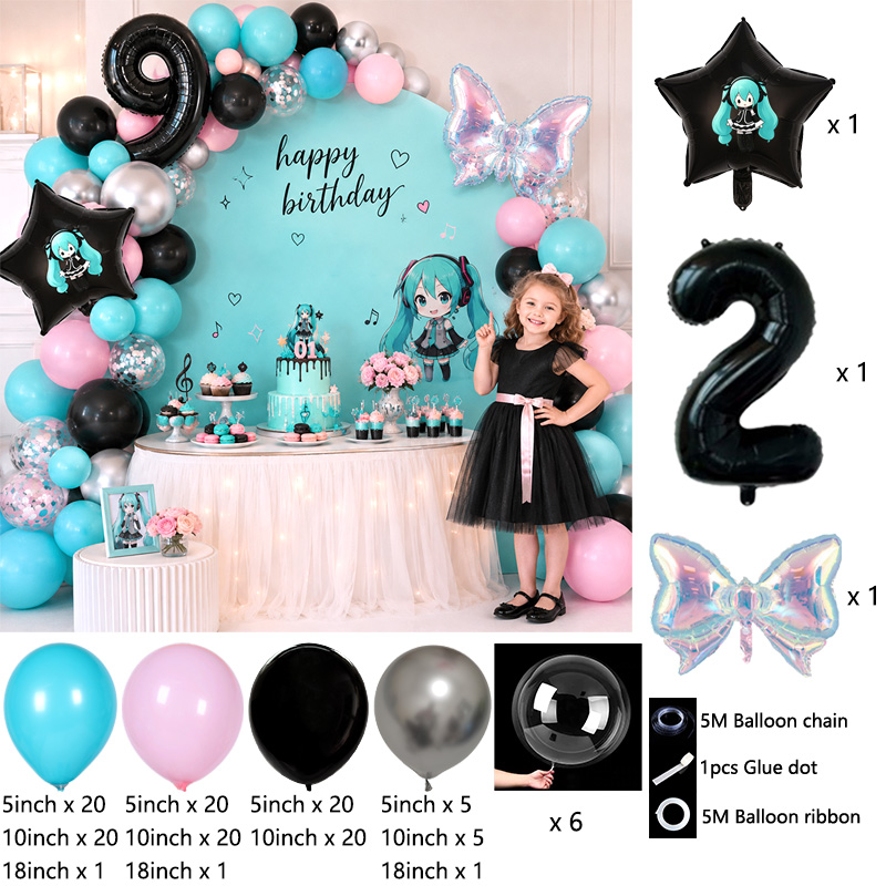 ミクをテーマにしたバルーンアーチガーランドキット、アニメコス - Balloon Arch Kit のレビューと価格