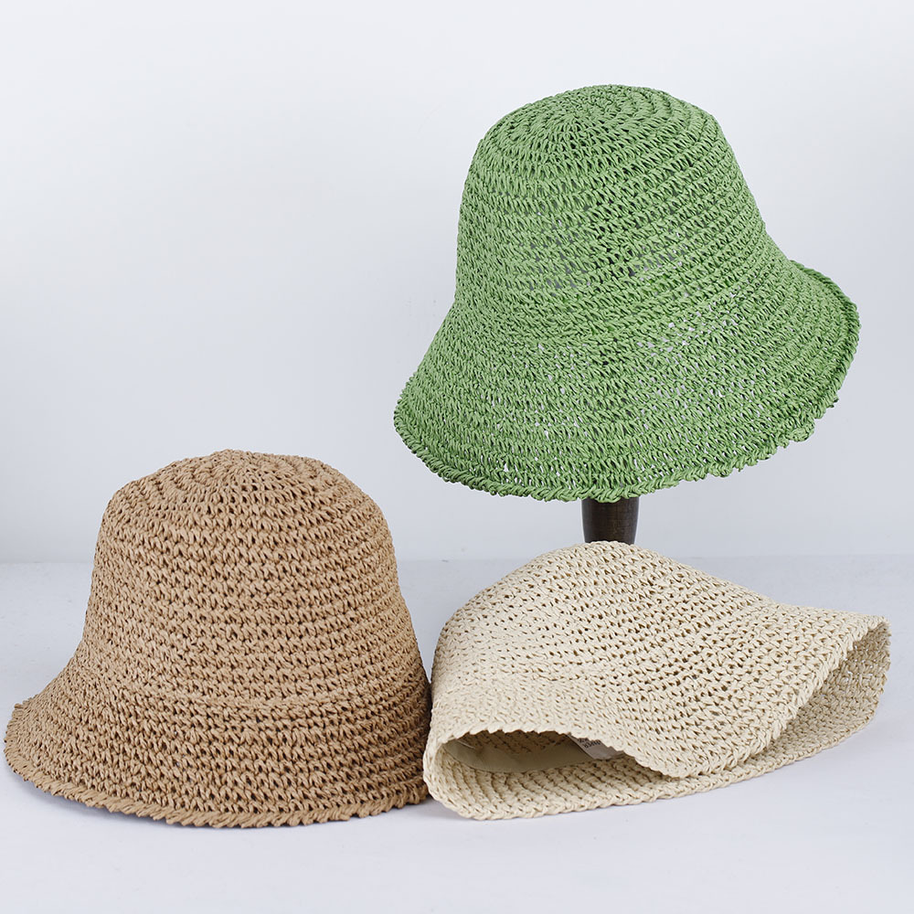 女性のための夏の麦わら帽子,編まれた籐の帽子,ビーチ,釣り, - Paper Straw Color のレビューと価格