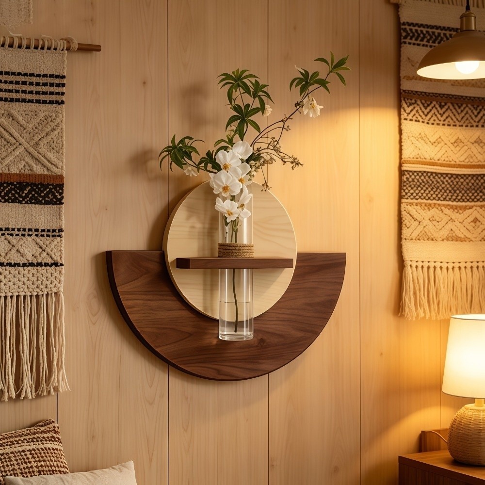楕円形の木製壁掛け花棚 省スペース 厚手の吊り下げ式植物パネ - Flower Wall Panel のレビューと価格