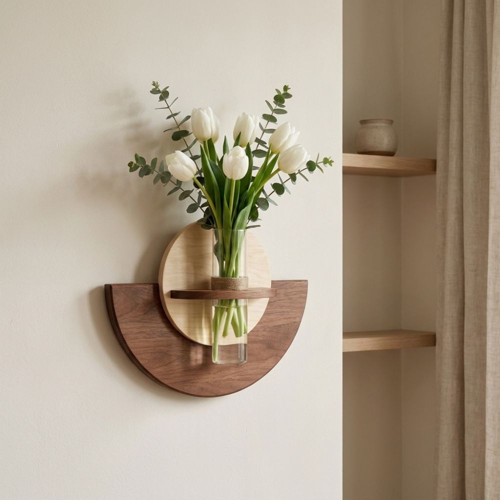 楕円形の木製壁掛け花棚 省スペース 厚手の吊り下げ式植物パネ - Flower Wall Panel のレビューと価格