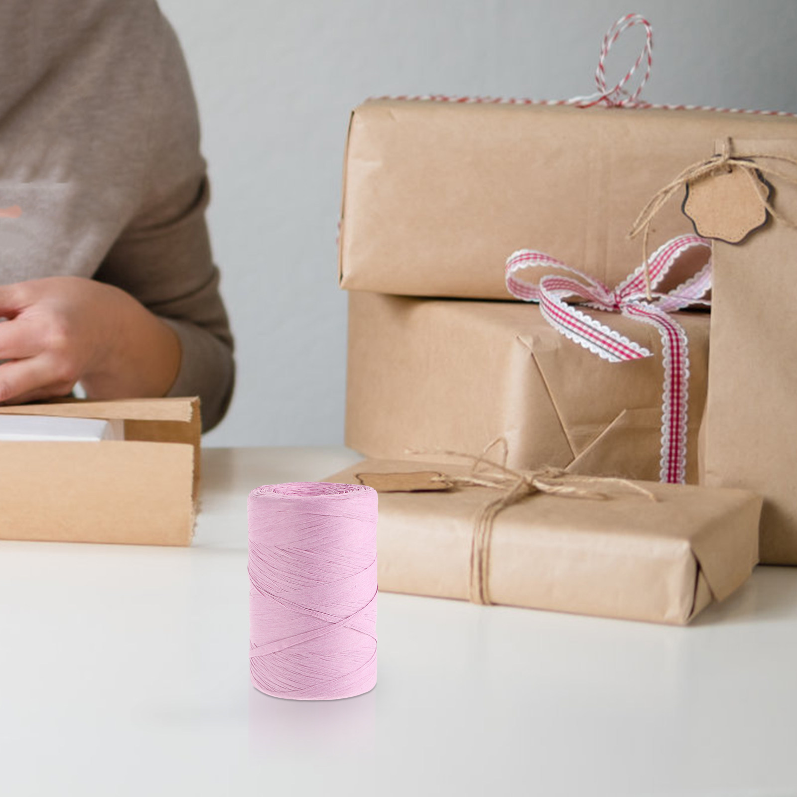 フラットラフィアペーパーストリング カラフルな包装リボン 花 - Papercraft Supply Ribbon のレビューと価格