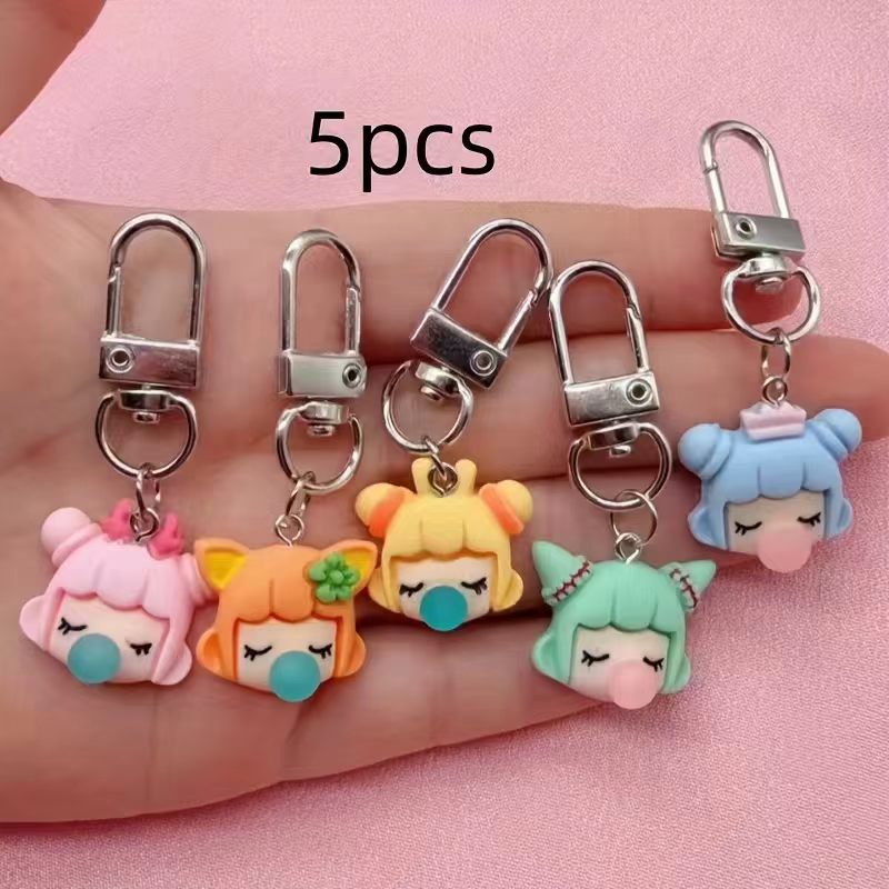 樹脂製の女の子キーホルダー5個セット、バッグや車のアクセサリ - Party Favor Bag のレビューと価格