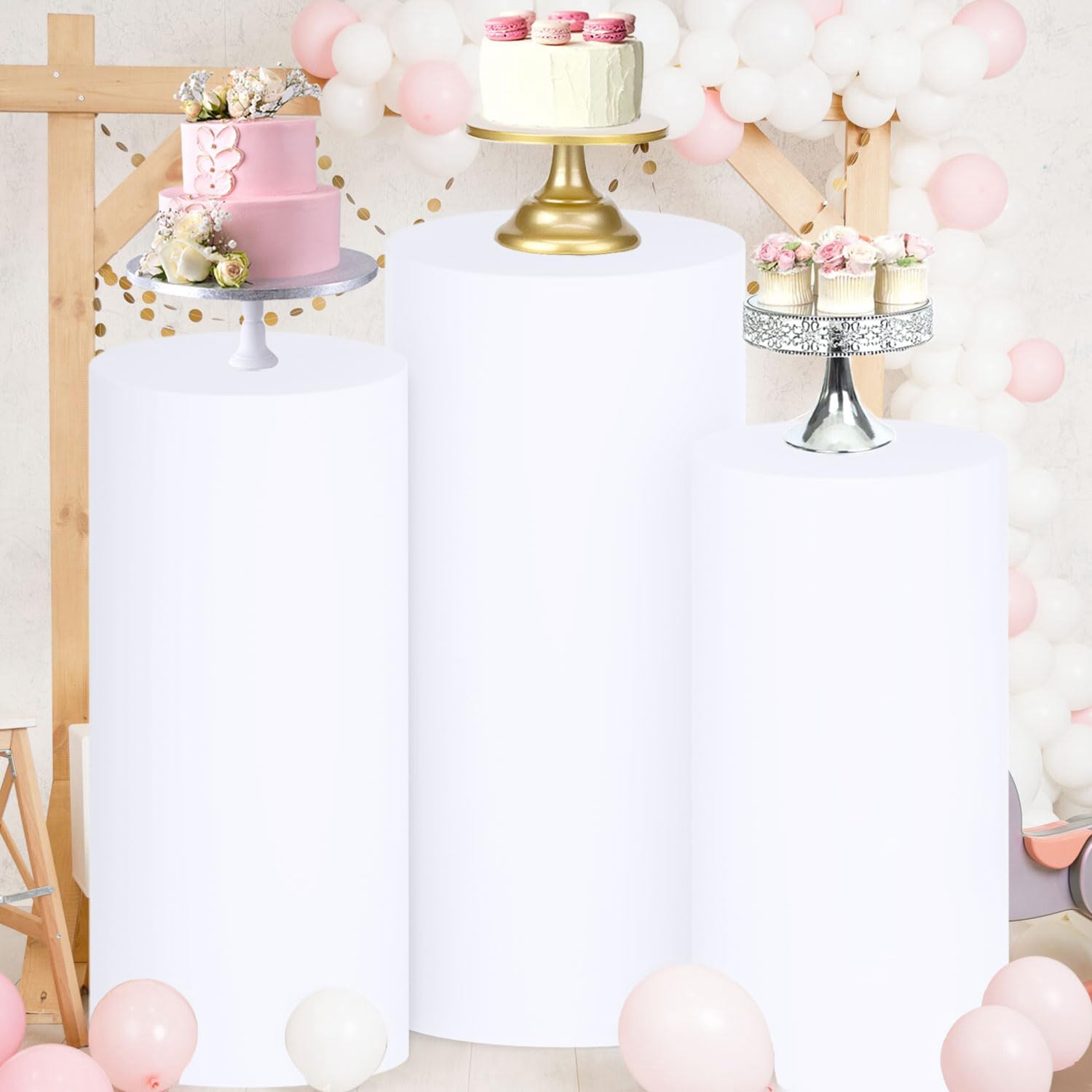 Yeele 1 個/3 個/5 個白シリンダースタンドカバー - Dessert Table Backdrop のレビューと価格