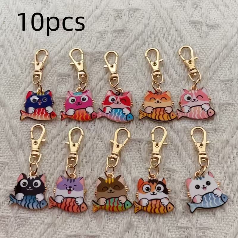 10個入り合金製プリント猫キーホルダー、バッグや財布の吊り下 - Party Favor Bag のレビューと価格