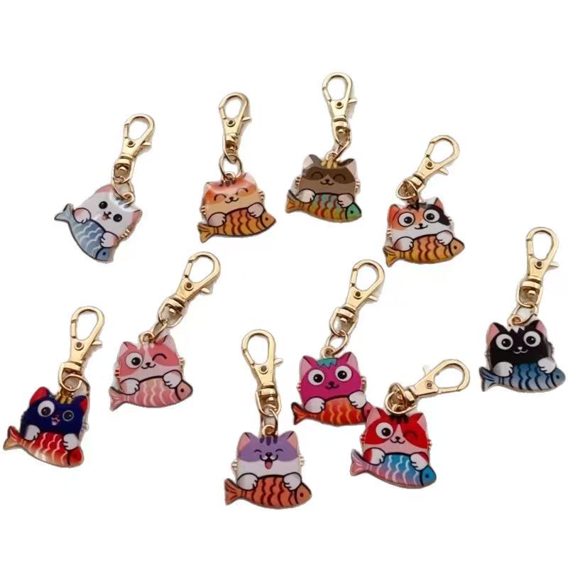 10個入り合金製プリント猫キーホルダー、バッグや財布の吊り下 - Party Favor Bag のレビューと価格