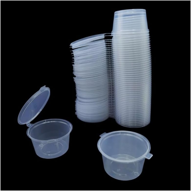 使い捨て透明プラスチックソースカップ 蓋付き 50/100個 - Plastic Cup 50Pcs のレビューと価格